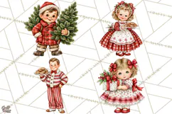 Vintage 1950s Christmas Clipart, Retro Santa Characters PNG Product Image 1