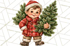 Vintage 1950s Christmas Clipart, Retro Santa Characters PNG Product Image 2