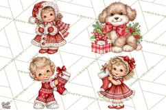 Vintage 1950s Christmas Clipart, Retro Santa Characters PNG Product Image 1