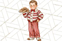Vintage 1950s Christmas Clipart, Retro Santa Characters PNG Product Image 4