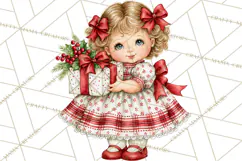 Vintage 1950s Christmas Clipart, Retro Santa Characters PNG Product Image 5