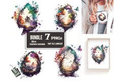 watercolor fantasy landscape clipart png sublimation Product Image 1