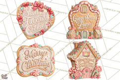 Gingerbread Christmas Signs, Gingerbread Clipart PNG Product Image 1