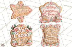 Gingerbread Christmas Signs, Gingerbread Clipart PNG Product Image 1