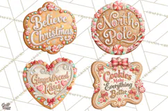 Gingerbread Christmas Signs, Gingerbread Clipart PNG Product Image 1