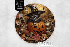 Halloween Cat Pumpkin Clock Face Sublimation Product Image 1