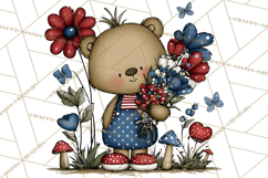 Patriotic Forest Animals Clipart, Whimsical Red White Blue Product Image 2