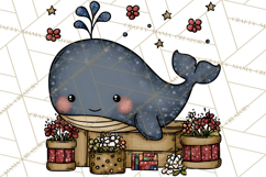 Patriotic Ocean Animals Clipart, Whimsical Red White Blue Product Image 2
