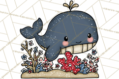 Patriotic Ocean Animals Clipart, Whimsical Red White Blue Product Image 2