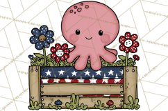 Patriotic Ocean Animals Clipart, Whimsical Red White Blue Product Image 3