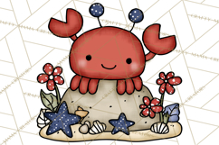 Patriotic Ocean Animals Clipart, Whimsical Red White Blue Product Image 2