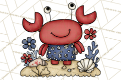 Patriotic Ocean Animals Clipart, Whimsical Red White Blue Product Image 3