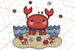 Patriotic Ocean Animals Clipart, Whimsical Red White Blue Product Image 3