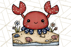 Patriotic Ocean Animals Clipart, Whimsical Red White Blue Product Image 5
