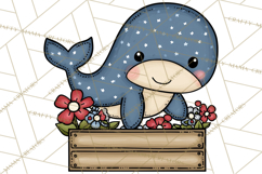 Patriotic Ocean Animals Clipart, Whimsical Red White Blue Product Image 3