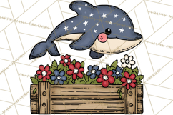 Patriotic Ocean Animals Clipart, Whimsical Red White Blue Product Image 4
