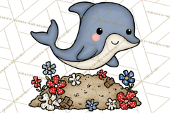 Patriotic Ocean Animals Clipart, Whimsical Red White Blue Product Image 5
