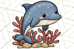 Patriotic Ocean Animals Clipart, Whimsical Red White Blue Product Image 2