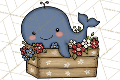 Patriotic Ocean Animals Clipart, Whimsical Red White Blue Product Image 3