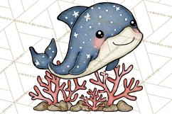 Patriotic Ocean Animals Clipart, Whimsical Red White Blue Product Image 2