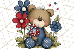 Patriotic Forest Animals Clipart, Whimsical Red White Blue Product Image 2