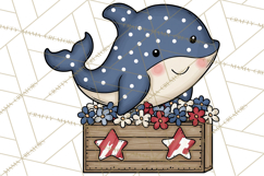 Patriotic Ocean Animals Clipart, Whimsical Red White Blue Product Image 3