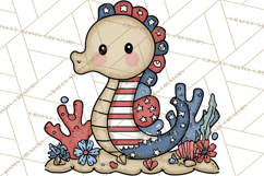 Patriotic Ocean Animals Clipart, Whimsical Red White Blue Product Image 4