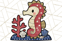 Patriotic Ocean Animals Clipart, Whimsical Red White Blue Product Image 3