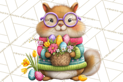 Easter Bunny Clipart, Spring Animals PNG, Colored Eggs Product Image 2