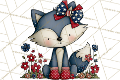 Patriotic Forest Animals Clipart, Whimsical Red White Blue Product Image 5