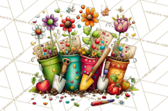 Spring Clipart PNG, Bright Spring Flowers, Kids and Cottage Product Image 4