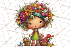 Spring Clipart PNG, Bright Spring Flowers, Kids and Cottage Product Image 4