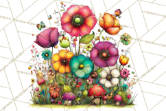 Spring Clipart PNG, Bright Spring Flowers, Kids and Cottage Product Image 5