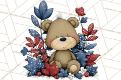 Patriotic Forest Animals Clipart, Whimsical Red White Blue Product Image 3