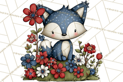 Patriotic Forest Animals Clipart, Whimsical Red White Blue Product Image 5