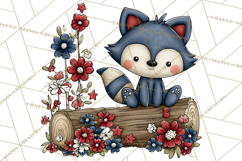 Patriotic Forest Animals Clipart, Whimsical Red White Blue Product Image 2