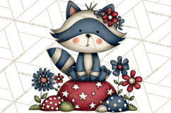 Patriotic Forest Animals Clipart, Whimsical Red White Blue Product Image 3