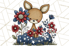 Patriotic Forest Animals Clipart, Whimsical Red White Blue Product Image 5