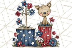 Patriotic Forest Animals Clipart, Whimsical Red White Blue Product Image 2