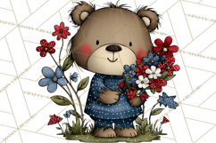 Patriotic Forest Animals Clipart, Whimsical Red White Blue Product Image 2