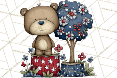 Patriotic Forest Animals Clipart, Whimsical Red White Blue Product Image 3