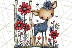 Patriotic Forest Animals Clipart, Whimsical Red White Blue Product Image 4