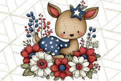 Patriotic Forest Animals Clipart, Whimsical Red White Blue Product Image 5