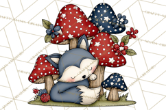 Patriotic Forest Animals Clipart, Whimsical Red White Blue Product Image 3