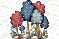 Patriotic Forest Animals Clipart, Whimsical Red White Blue Product Image 2