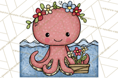 Patriotic Ocean Animals Clipart, Whimsical Red White Blue Product Image 2