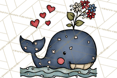 Patriotic Ocean Animals Clipart, Whimsical Red White Blue Product Image 3