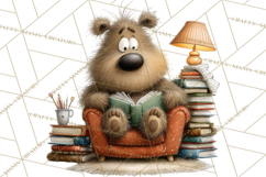 Bookish Bears PNG Clipart, Cozy Bear Reading, Cute Cartoon Product Image 2