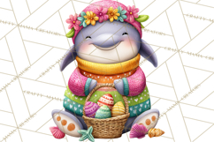 Easter Bunny Clipart, Spring Animals PNG, Colored Eggs Product Image 3