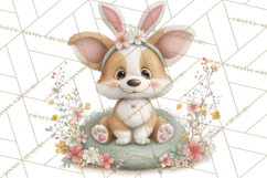 Watercolor Easter Animals Clipart, Cute Animals in Nests Png Product Image 3